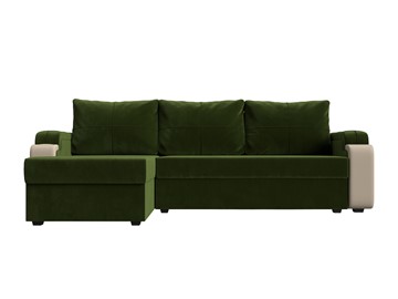 Угловой диван с оттоманкой Николь лайт, Зеленый/Бежевый (микровельвет/экокожа) в Самаре - предосмотр 1