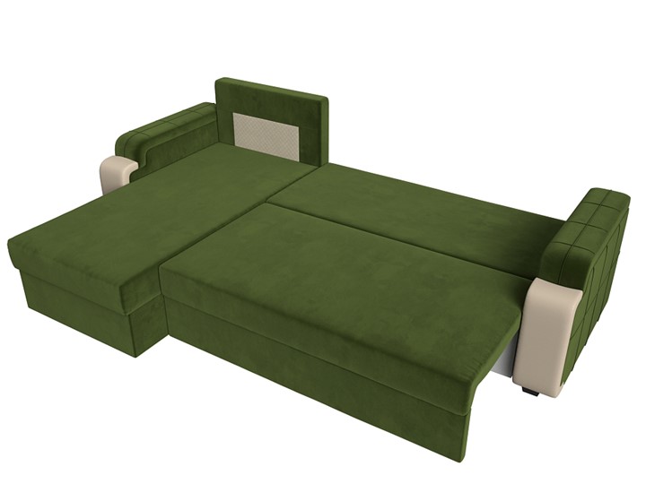 Угловой диван с оттоманкой Николь лайт, Зеленый/Бежевый (микровельвет/экокожа) в Самаре - изображение 6