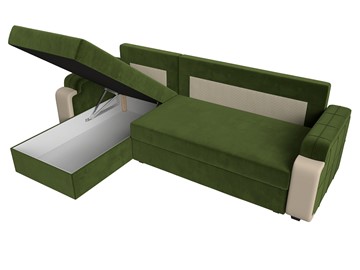 Угловой диван с оттоманкой Николь лайт, Зеленый/Бежевый (микровельвет/экокожа) в Тольятти - предосмотр 7