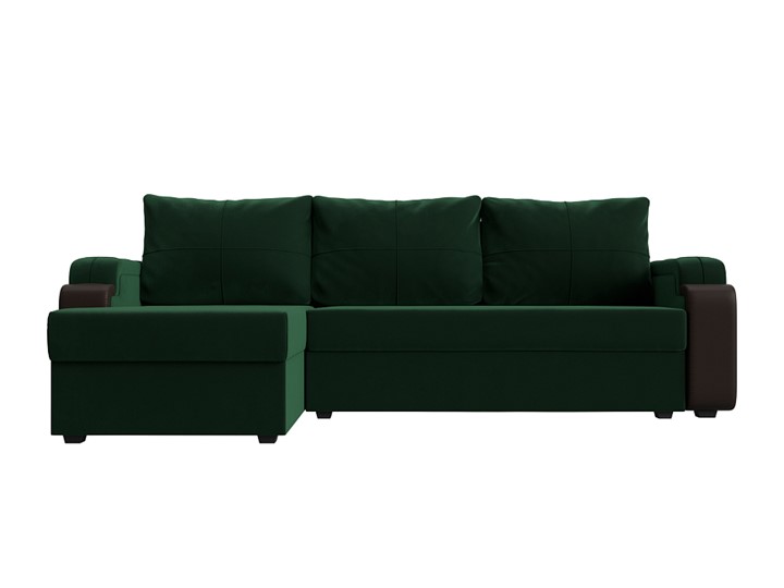 Угловой раскладной диван Николь лайт, Зеленый/Коричневый (велюр/экокожа) в Самаре - изображение 1