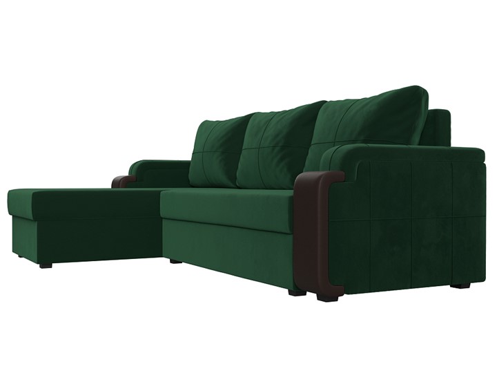 Угловой раскладной диван Николь лайт, Зеленый/Коричневый (велюр/экокожа) в Тольятти - изображение 2