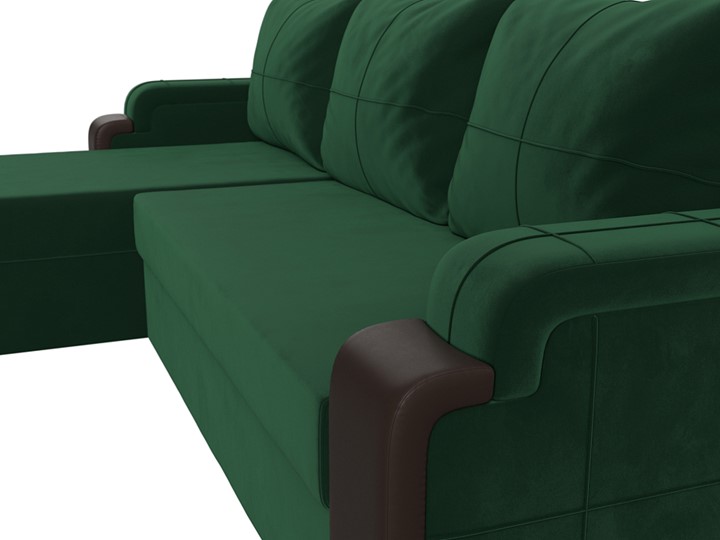 Угловой раскладной диван Николь лайт, Зеленый/Коричневый (велюр/экокожа) в Тольятти - изображение 3