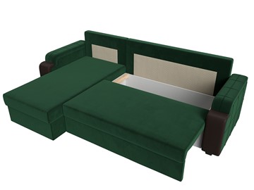Угловой раскладной диван Николь лайт, Зеленый/Коричневый (велюр/экокожа) в Самаре - предосмотр 5