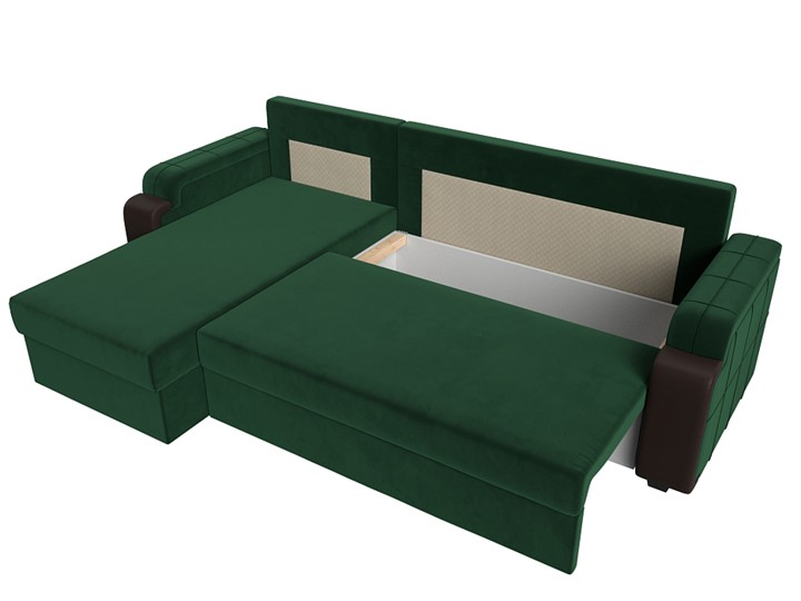 Угловой раскладной диван Николь лайт, Зеленый/Коричневый (велюр/экокожа) в Тольятти - изображение 5