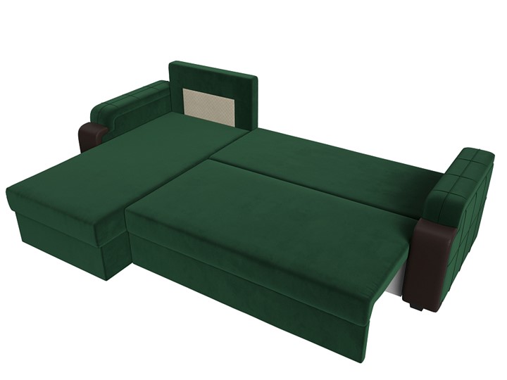 Угловой раскладной диван Николь лайт, Зеленый/Коричневый (велюр/экокожа) в Тольятти - изображение 6