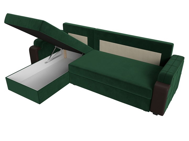 Угловой раскладной диван Николь лайт, Зеленый/Коричневый (велюр/экокожа) в Тольятти - изображение 7