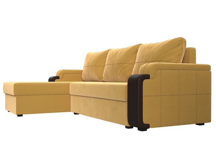 Угловой раскладной диван Николь лайт, Желтый/Коричневый (микровельвет/экокожа) в Самаре - изображение 2