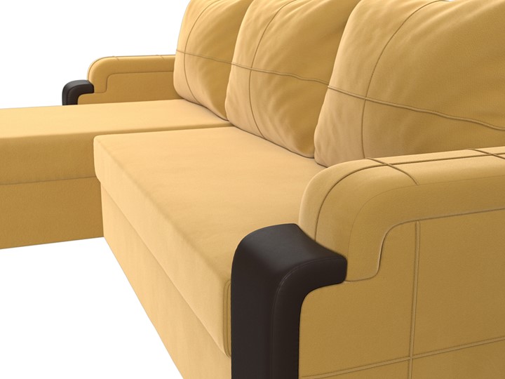 Угловой раскладной диван Николь лайт, Желтый/Коричневый (микровельвет/экокожа) в Самаре - изображение 3