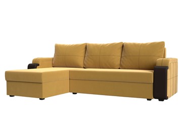 Угловой раскладной диван Николь лайт, Желтый/Коричневый (микровельвет/экокожа) в Самаре