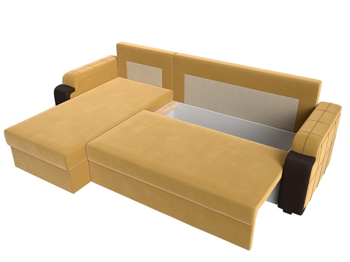 Угловой раскладной диван Николь лайт, Желтый/Коричневый (микровельвет/экокожа) в Самаре - изображение 5