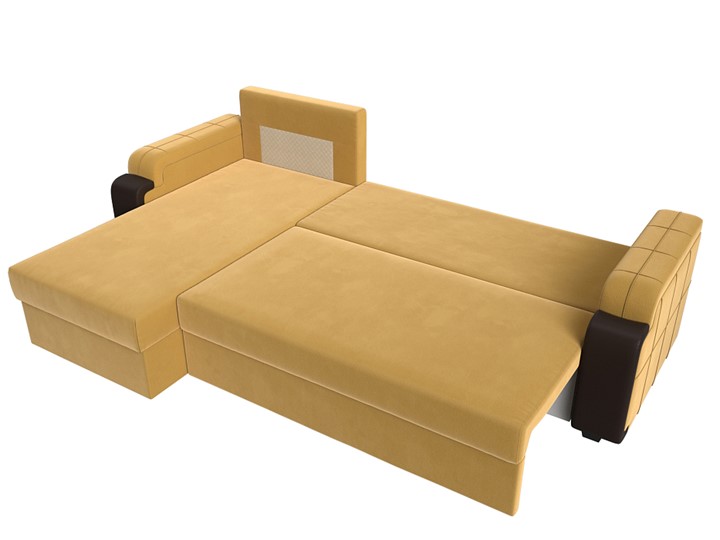 Угловой раскладной диван Николь лайт, Желтый/Коричневый (микровельвет/экокожа) в Самаре - изображение 6