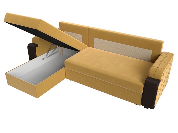 Угловой раскладной диван Николь лайт, Желтый/Коричневый (микровельвет/экокожа) в Самаре - изображение 7