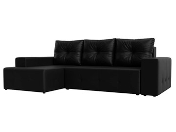 Угловой диван с оттоманкой Перри, Черный (Экокожа) в Самаре