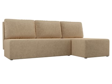 Угловой диван с оттоманкой Поло, Бежевый (микровельвет) в Самаре