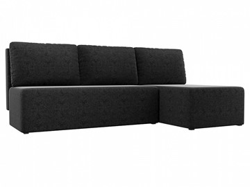 Угловой диван с оттоманкой Поло, Черный (микровельвет) в Тольятти