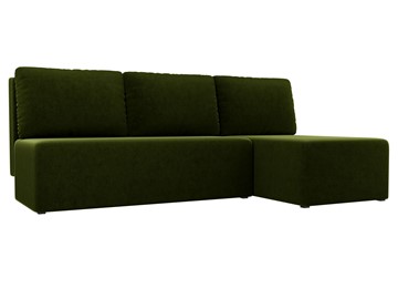 Угловой диван с оттоманкой Поло, Зеленый (микровельвет) в Тольятти