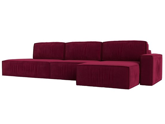 Угловой раскладной диван Прага Модерн лонг, Бордовый (микровельвет) в Самаре - изображение
