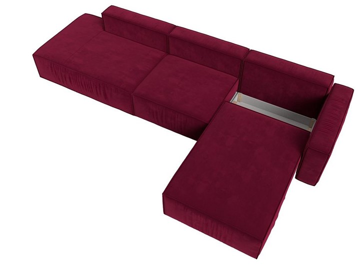 Угловой раскладной диван Прага Модерн лонг, Бордовый (микровельвет) в Тольятти - изображение 7