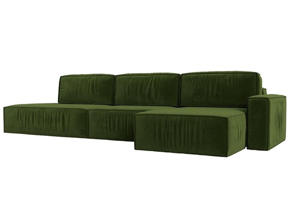 Угловой раскладной диван Прага Модерн лонг, Зеленый (микровельвет) в Тольятти - изображение