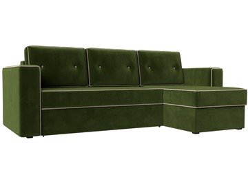 Угловой раскладной диван Принстон, Зеленый (микровельвет) в Тольятти