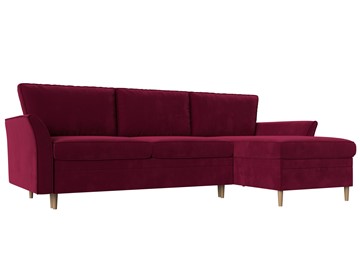 Угловой диван с оттоманкой София, Бордовый (микровельвет) в Тольятти