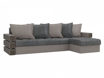 Угловой диван с оттоманкой Венеция, Серый/Бежевый (рогожка) в Самаре