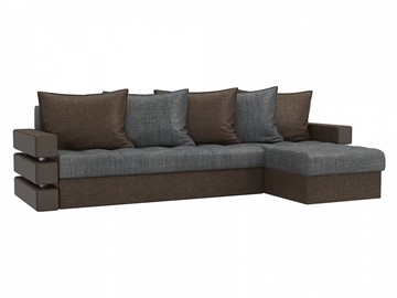 Угловой раскладной диван Венеция, Серый/Коричневый (рогожка) в Самаре