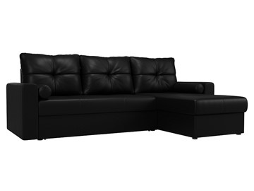 Угловой диван с оттоманкой Верона, Черный (Экокожа) в Самаре