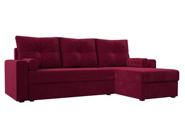 Угловой диван с оттоманкой Верона Лайт, Бордовый (микровельвет) в Самаре