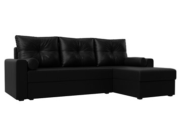 Угловой диван с оттоманкой Верона Лайт, Черный (экокожа) в Самаре
