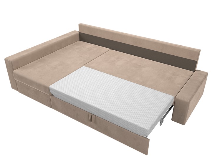 Угловой раскладной диван Версаль, Бежевый/Коричневый (велюр) в Самаре - изображение 5