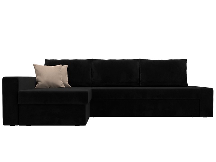 Угловой диван Версаль, Черный/Бежевый (велюр) в Тольятти - изображение 1