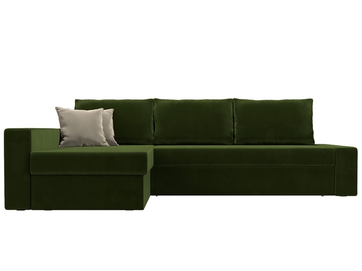 Угловой раскладной диван Версаль, Зеленый/Бежевый (микровельвет) в Самаре - изображение 1