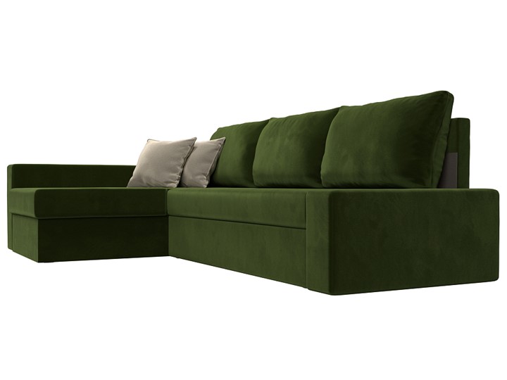 Угловой раскладной диван Версаль, Зеленый/Бежевый (микровельвет) в Самаре - изображение 2
