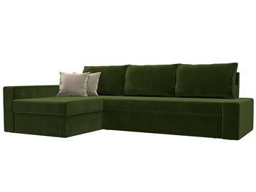 Угловой раскладной диван Версаль, Зеленый/Бежевый (микровельвет) в Тольятти
