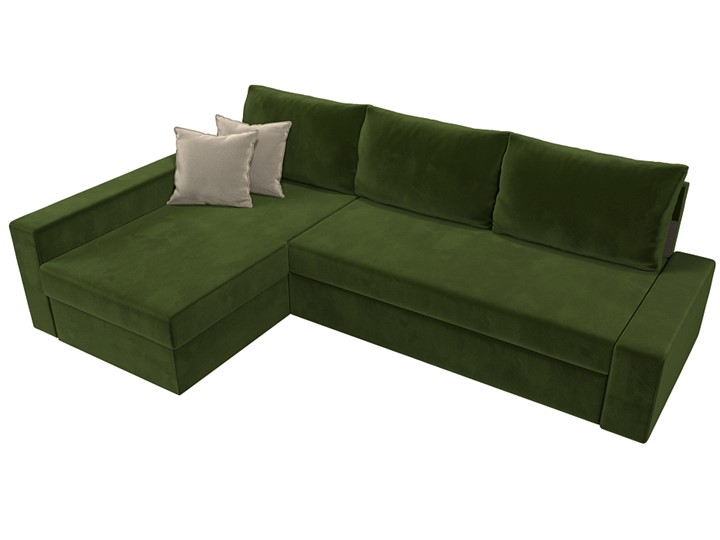 Угловой раскладной диван Версаль, Зеленый/Бежевый (микровельвет) в Тольятти - изображение 4