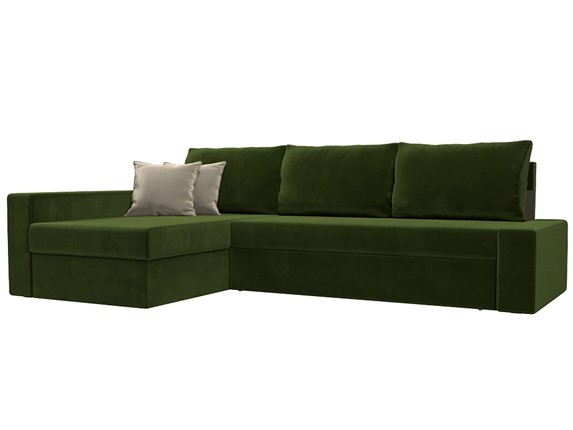 Угловой раскладной диван Версаль, Зеленый/Бежевый (микровельвет) в Тольятти - изображение