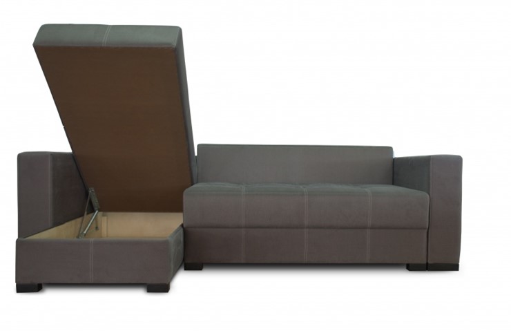 Угловой диван Fashion soft 210 (Uno grey + Brix latte) в Тольятти - изображение 2