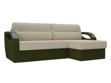 Угловой диван Форсайт, бежевый/зеленый (микровельвет) в Самаре