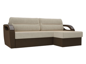Угловой диван Форсайт, бежевый/коричневый (микровельвет) в Самаре