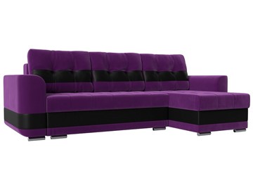 Угловой диван Честер, Фиолетовый/черный (вельвет/экокожа) в Тольятти