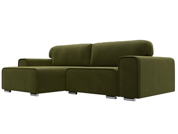 Угловой раскладной диван Лига-029, Зеленый (Микровельвет) в Тольятти