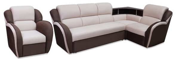 Угловой диван Соня-14 с полкой и креслом в Самаре - изображение