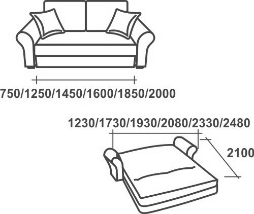 Прямой диван Аккордеон-1, 140 (круглые подлокотники), НПБ в Тольятти - изображение 2