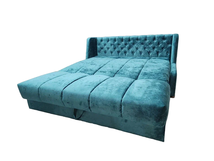 Прямой диван Аккордеон-Кровать 1,55 с каретной утяжкой, полоска (НПБ) в Самаре - изображение 4