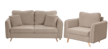 Комплект мебели Бертон бежевый диван+ кресло в Самаре