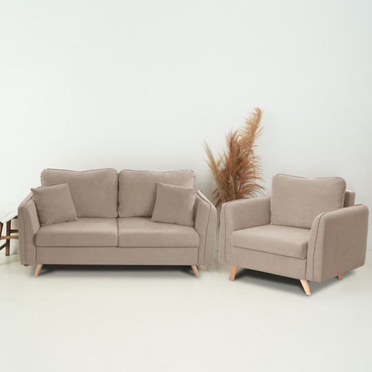 Комплект мебели Бертон бежевый диван+ кресло в Самаре - изображение 1