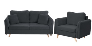 Комплект мебели Бертон графит диван+ кресло в Самаре - предосмотр