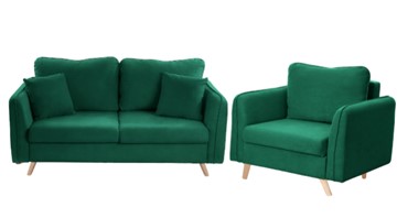 Комплект мебели Бертон изумрудный диван+ кресло в Самаре - предосмотр