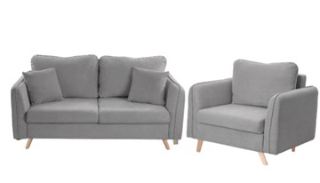 Комплект мебели Бертон серый диван+ кресло в Самаре